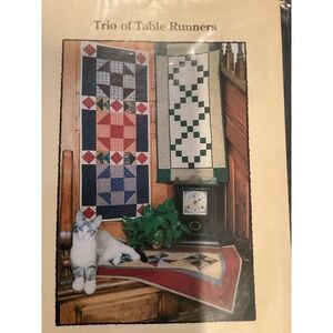 Trio of Table Runners Sewing Pattern Woodside‎ Country Store Americana Quilt
